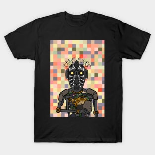 Futuristic Digital Collectible - Character with RobotMask, AfricanEye Color, and GlassSkin on TeePublic T-Shirt